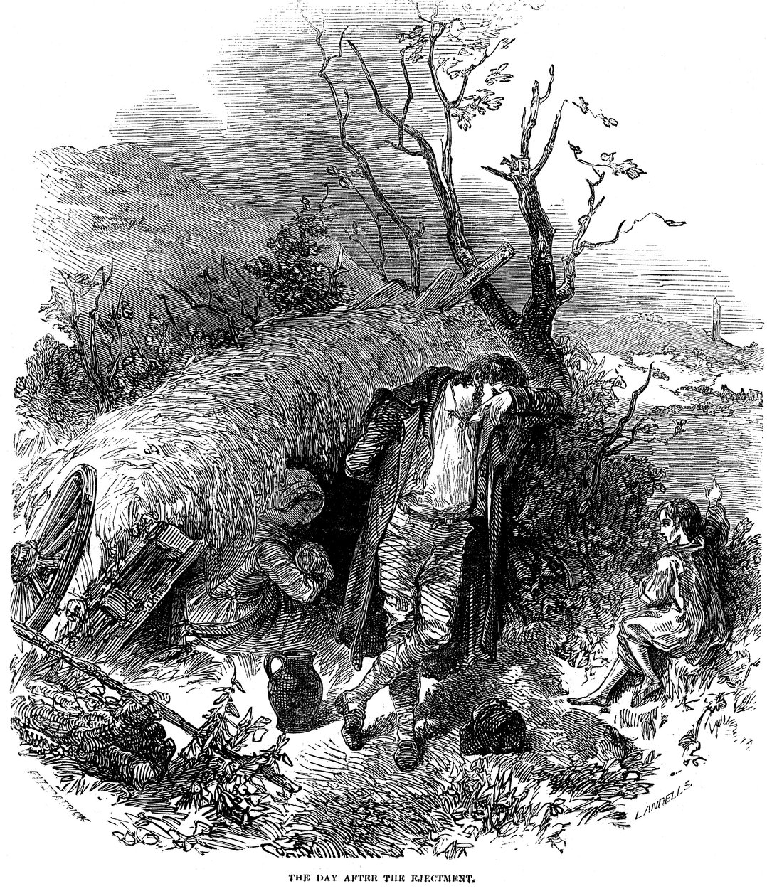 Utkastet irsk bondefamilie, 1848 av Unbekannt
