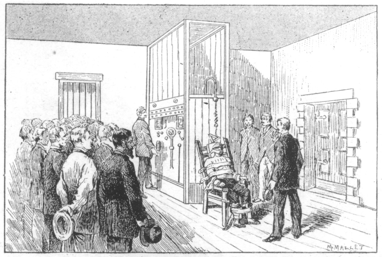 Henrettelse av Kemmler, den første mannen som døde i den elektriske stolen, USA, 6. august 1890 av Unbekannt