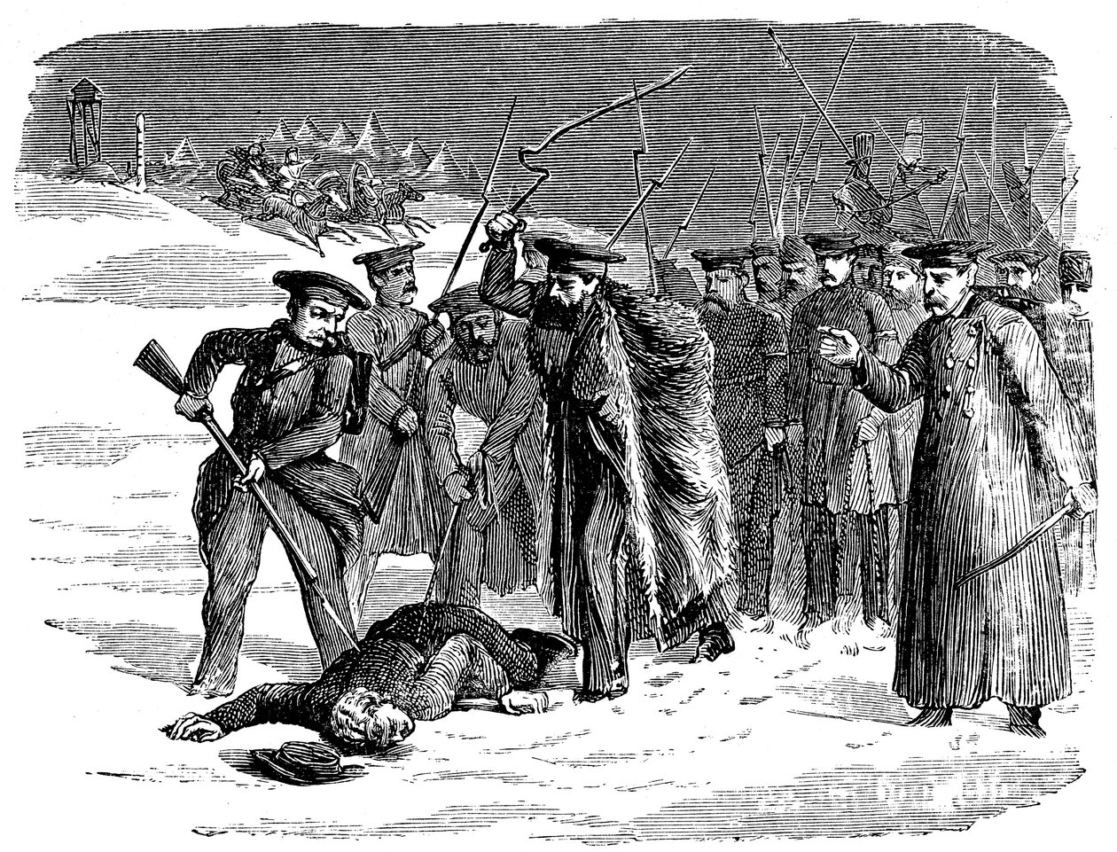Forvist russisk fange blir disiplinert, 1874 av Unbekannt