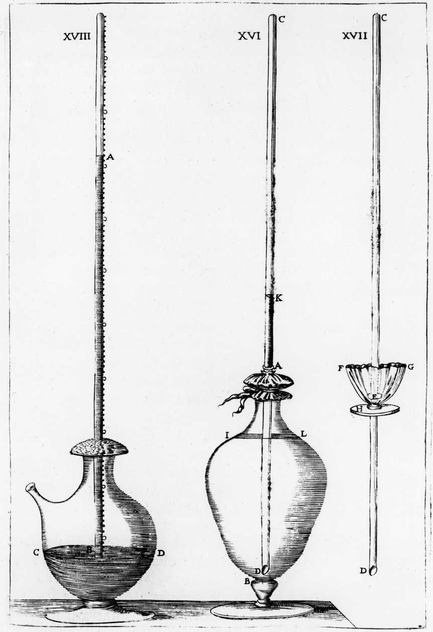 Eksperimentelle barometre brukt av Accademia dell Cimento, Firenze, Italia, 1691 av Unbekannt