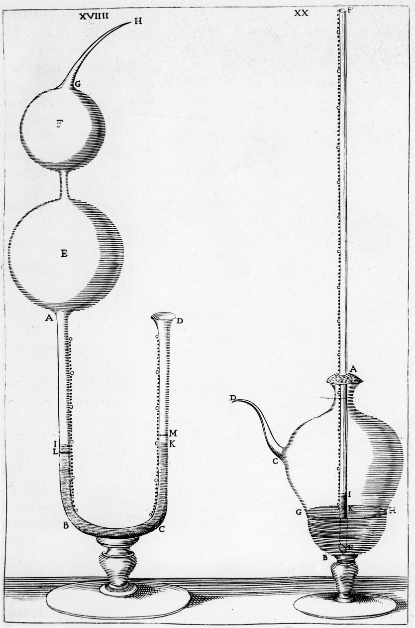 Eksperimentelle barometre brukt av Accademia dell Cimento, Firenze, Italia, 1691 av Unbekannt