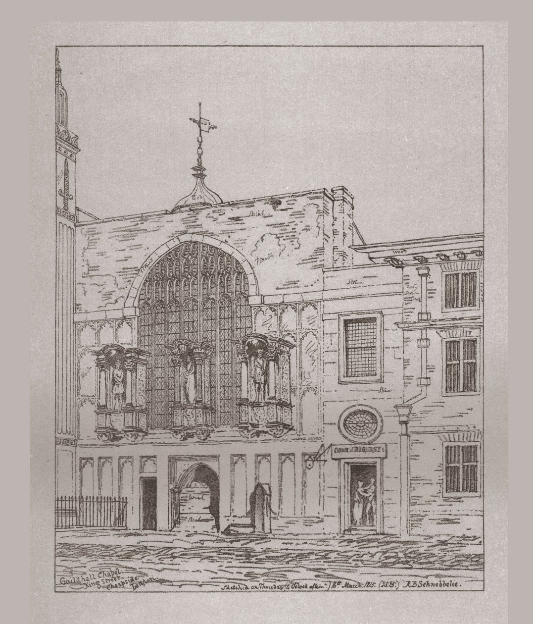 Utvendig utsikt over Guildhall Chapel, 1815, 1886 av Unbekannt