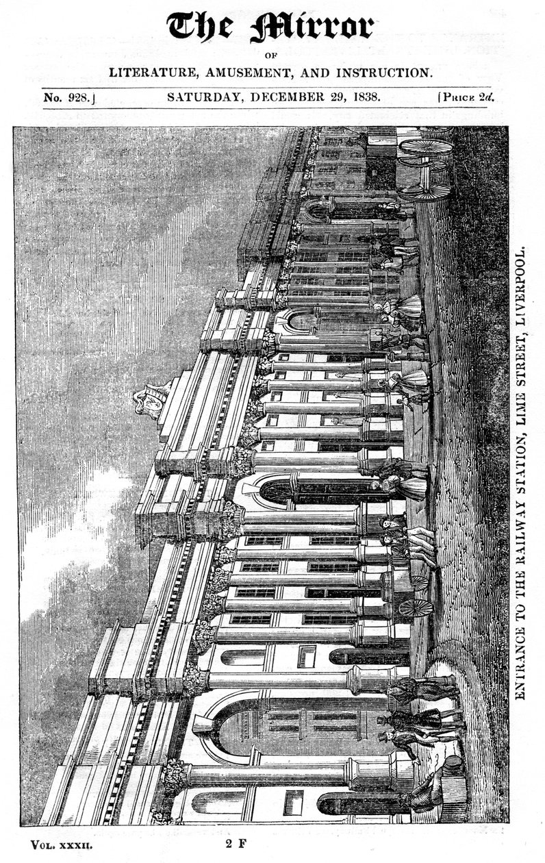 Fasade av Lime Street Station, Liverpool, 1838 av Unbekannt