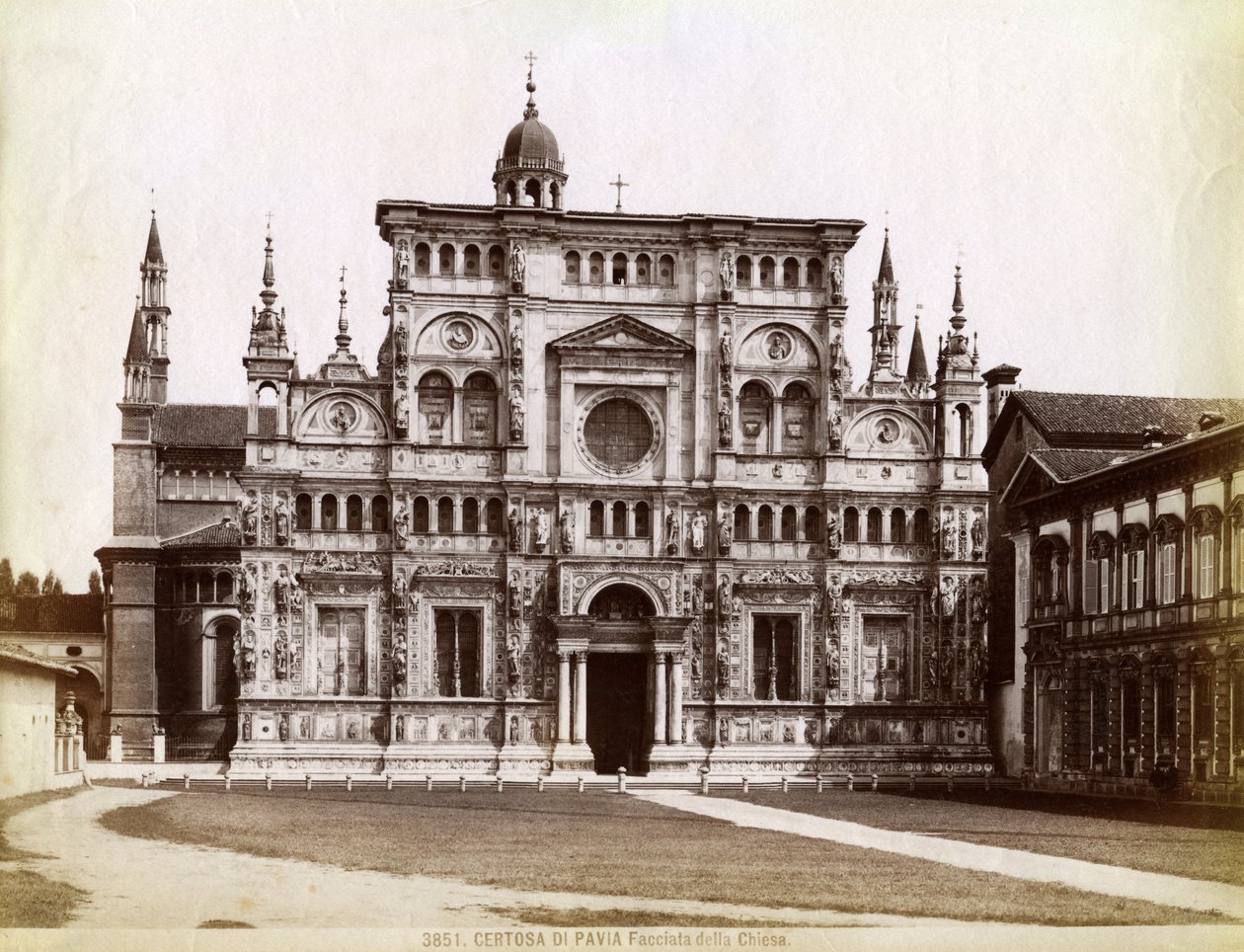 Fasade, Church of the Certosa di Pavia Charterhouse of Pavia Lombardia, Nord-Italia, 1890 av Unbekannt