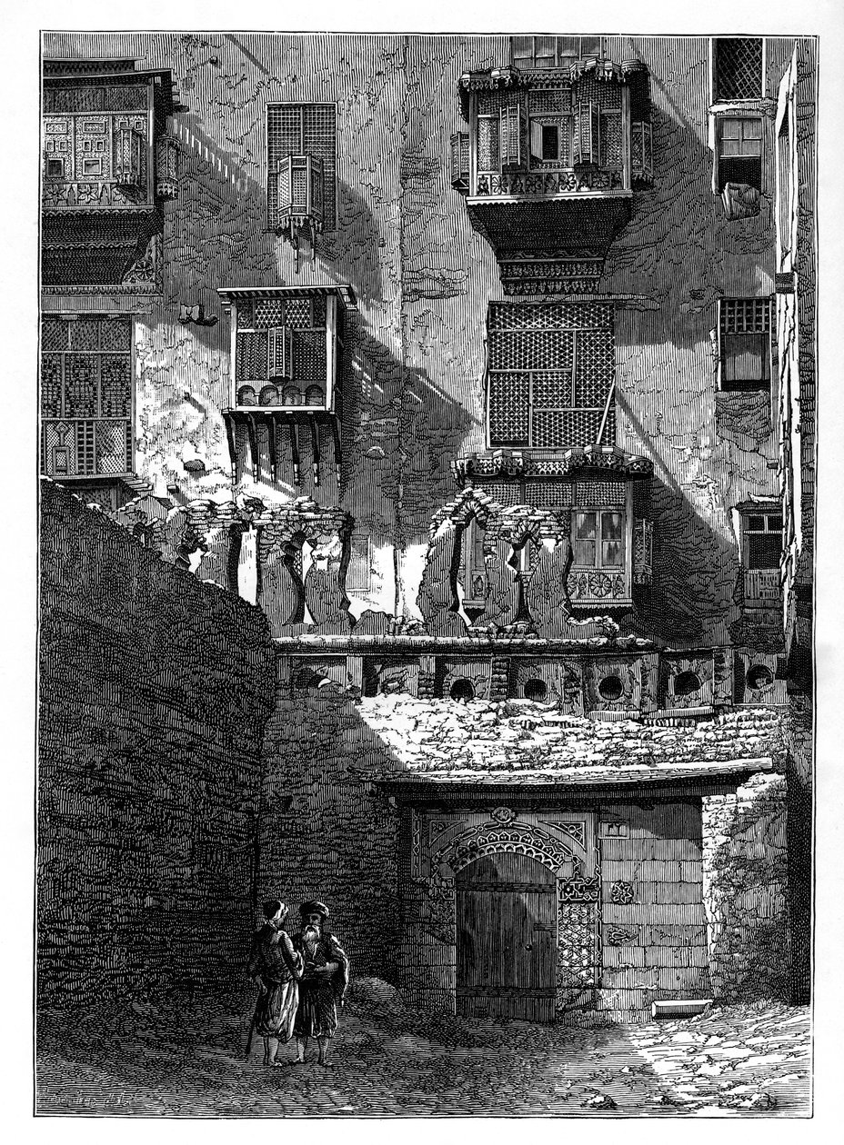 Fasade av et hus i den gamle delen av Kairo, Egypt, c1890 av Unbekannt