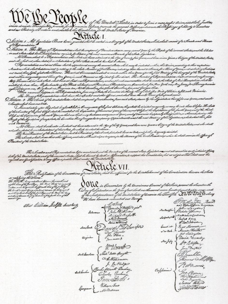 Faksimile av ingressen og konstitusjonen til USA, 1901 av Unbekannt