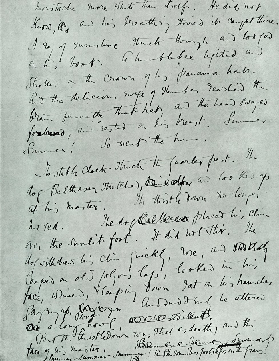 Faksimileside til MS for Indian Summer of a Forsyte, av John Galsworthy, 1918, 1928. av Unbekannt