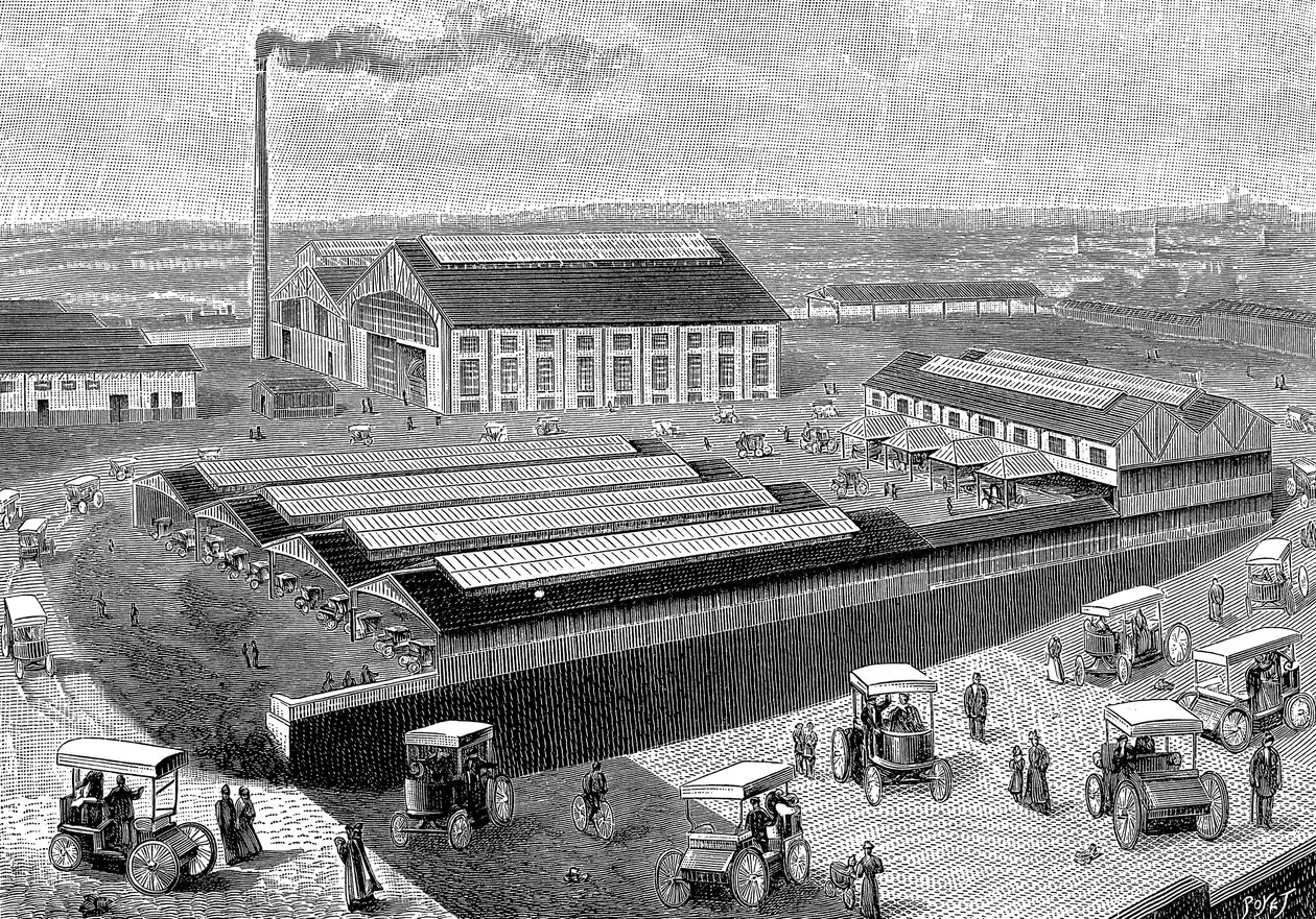 Fabrikk for produksjon, lading og service av elektriske førerhus, Aubervilliers, Frankrike, 1899 av Unbekannt
