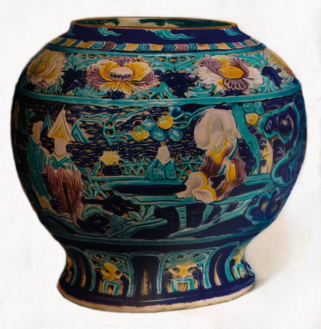 Fahua-krukke med åpent design som viser de åtte daoistiske udødelige, c1550 av Unbekannt