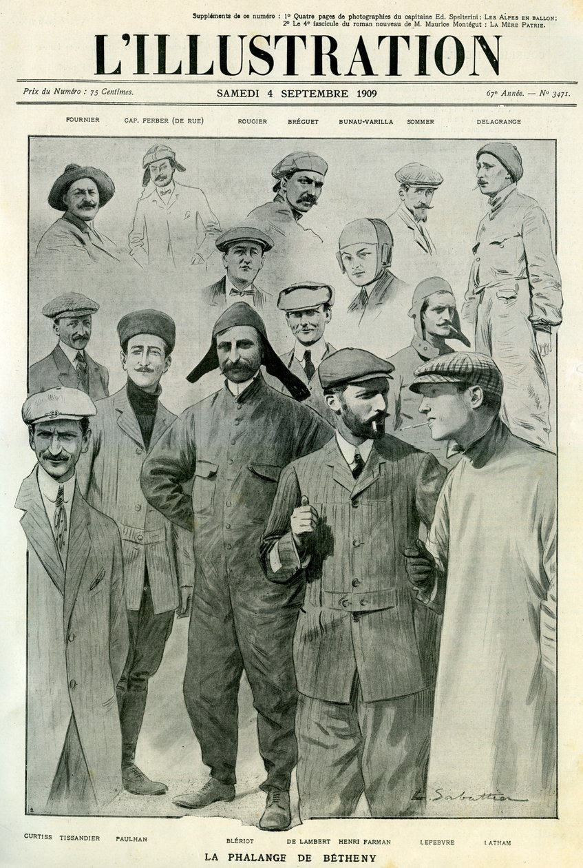 Berømte flygere, forside av LIllustration, 4. september 1909 av Unbekannt