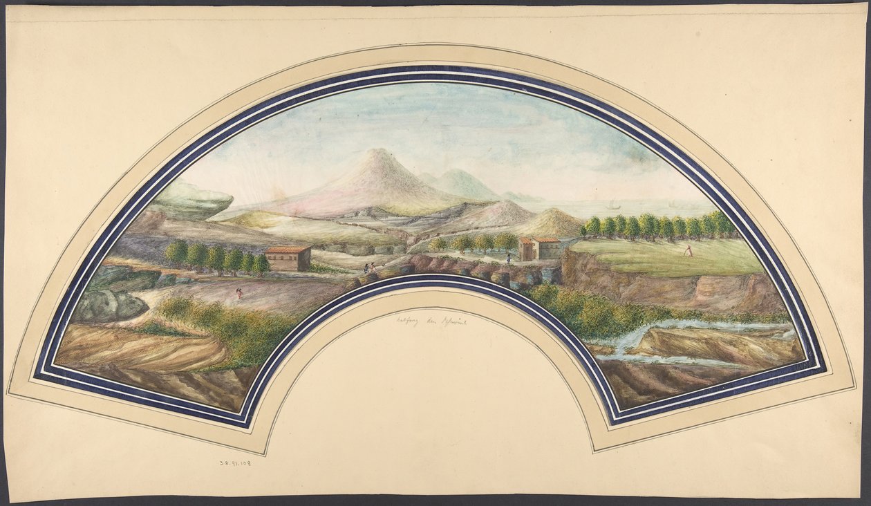 Viftedesign med Vesuv, 1800-tallet. av Unbekannt