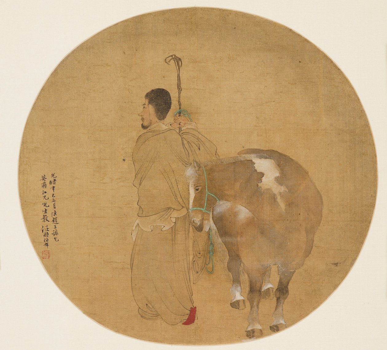 Viftemaleri - Hest og brudgom, 1800-tallet 1801-1900 av Unbekannt