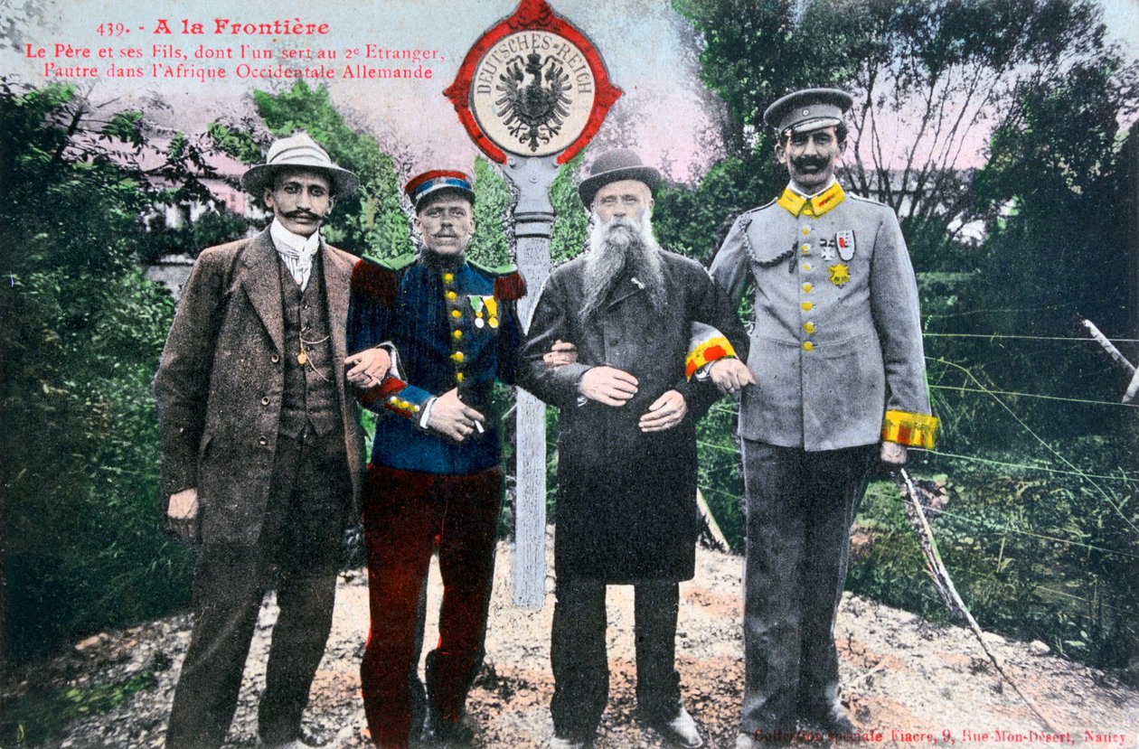 Far og sønnene hans ved den franske tyske grensen, 1900-tallet av Unbekannt