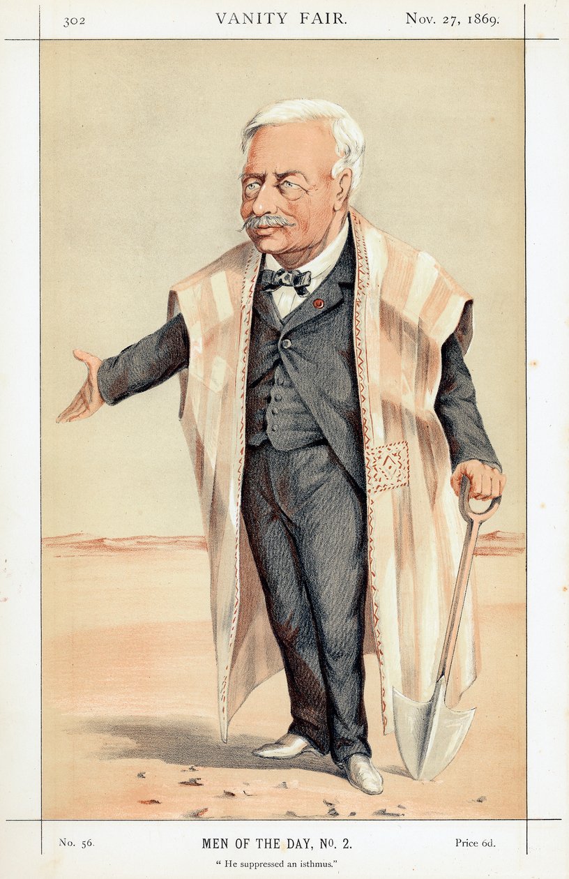 Ferdinand de Lesseps , fransk diplomat og gründer, 1869 av Unbekannt