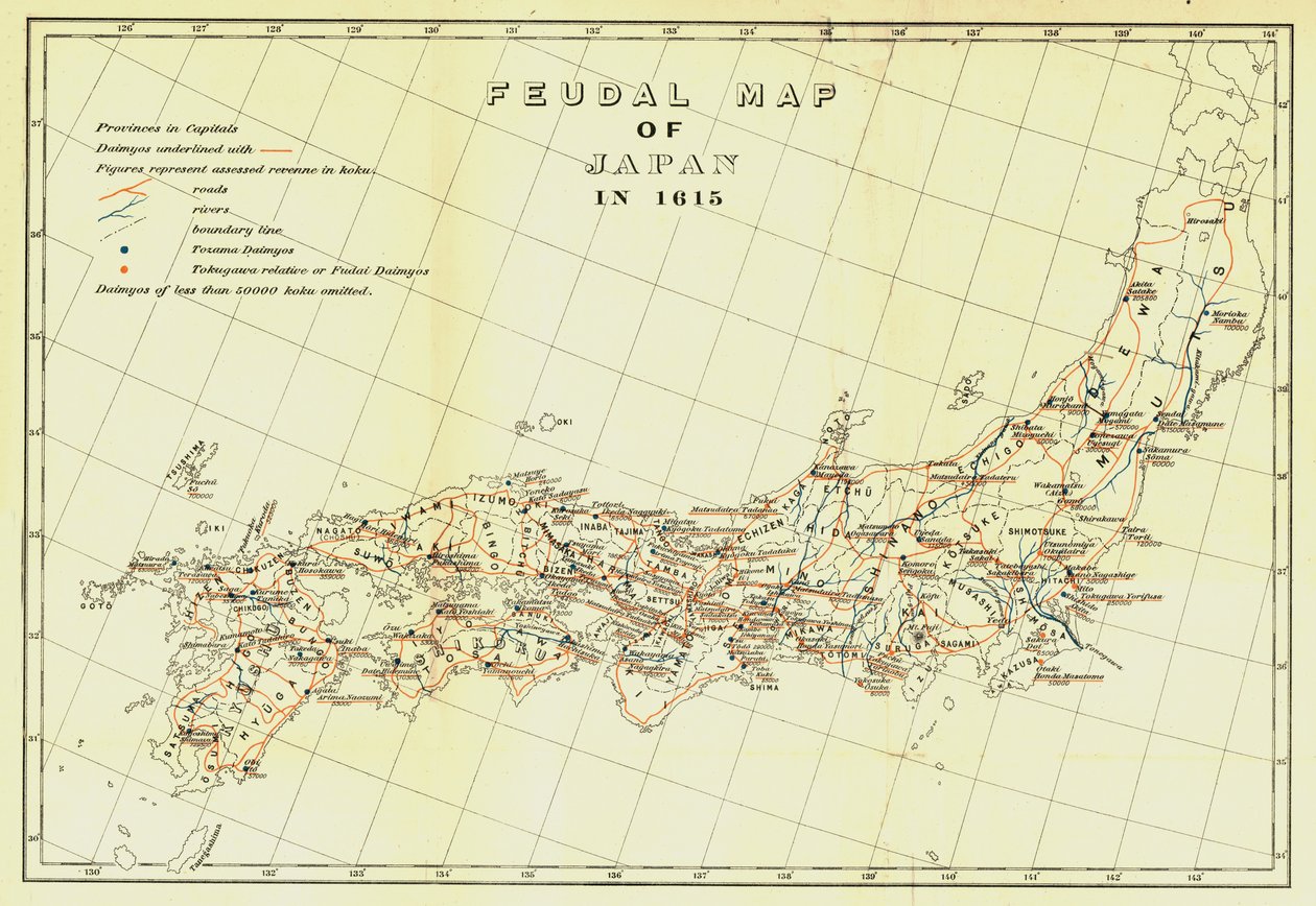 Føydalkart over Japan i 1615, 1903. av Unbekannt