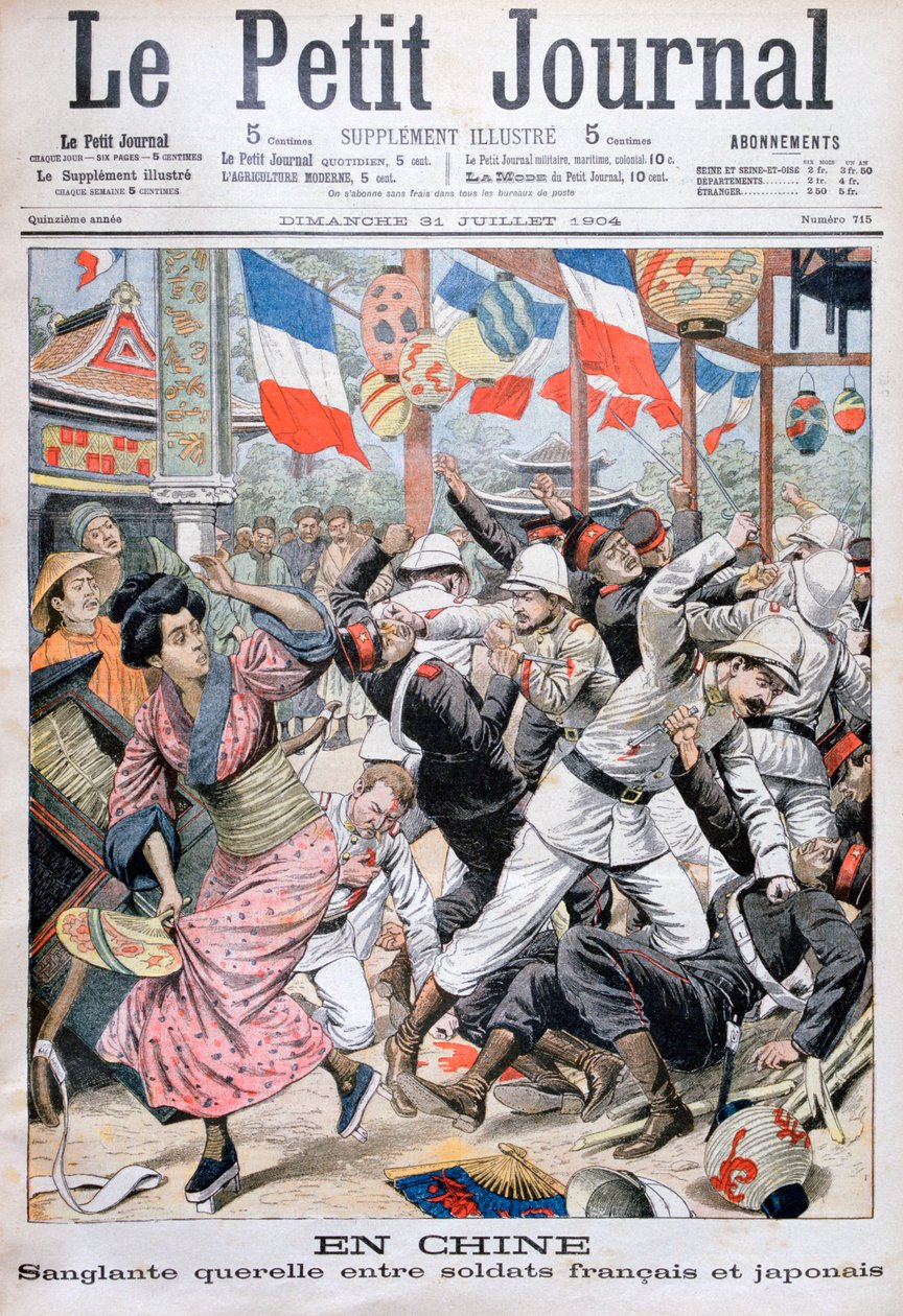 Kamp mellom franske og japanske soldater under den russisk-japanske krigen, Kina, 1904 av Unbekannt
