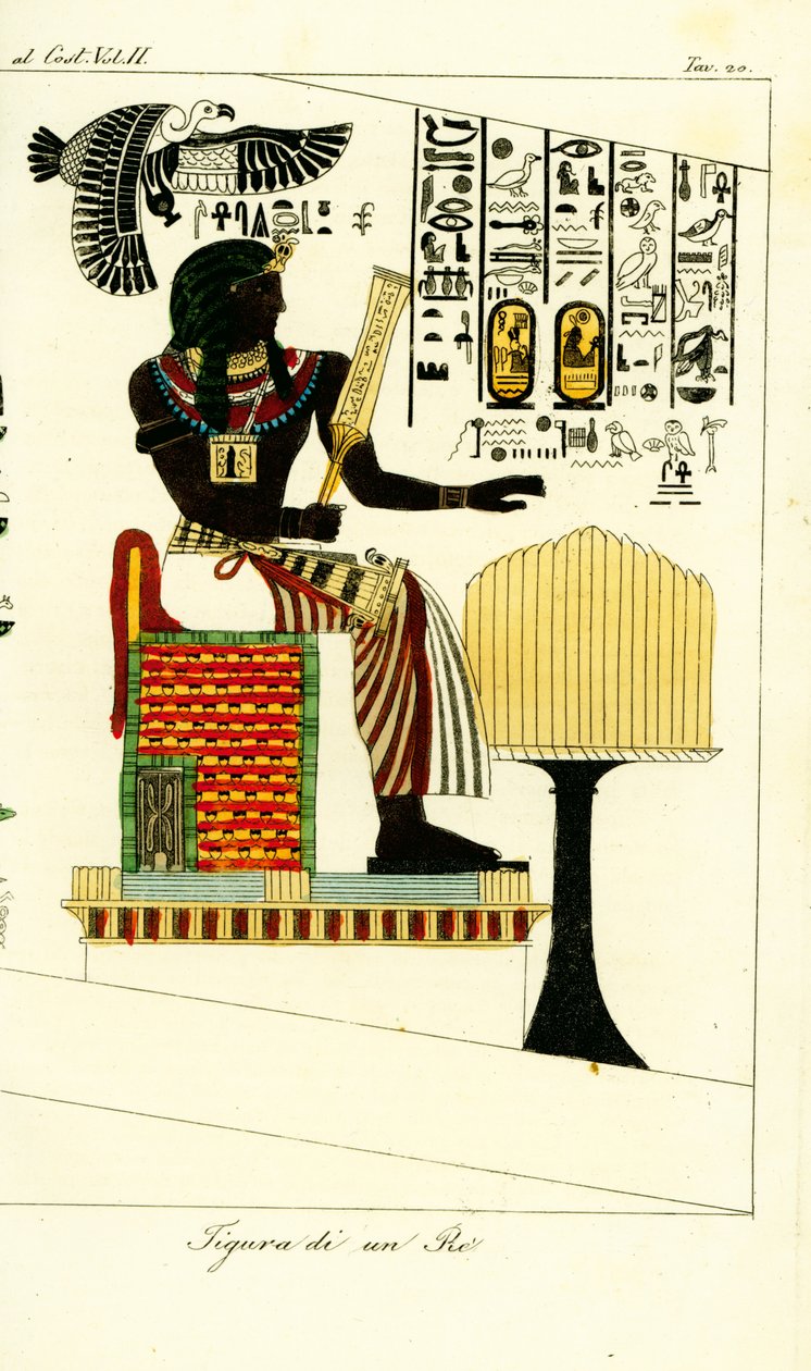 Figur av en egyptisk konge eller farao fra en grav i Theben oppdaget av Giovanni Battista Belzoni av Unbekannt