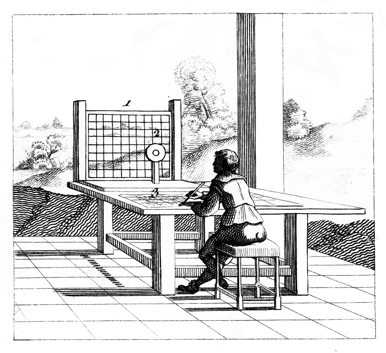Figur som praktiserer perspektivtegning, 1639 av Unbekannt
