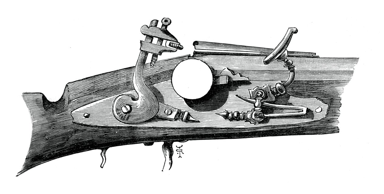 Firelock eller snapphance fra Haddon Hall, Derbyshire, c1620, c1880 av Unbekannt