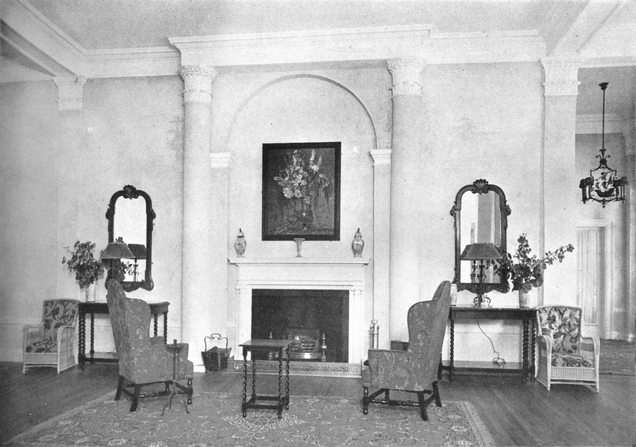 Peis i enden av salongen, Hotel Royal Bermudiana, Hamilton, Bermuda, 1924 av Unbekannt