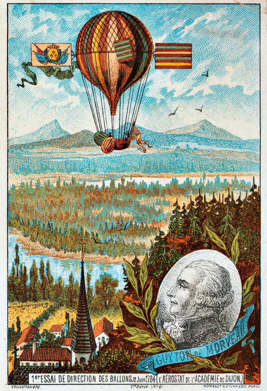 Første forsøk fra Guyton de Morveau på å regissere en ballong, Dijon, Frankrike, 1784 1890-årene. av Unbekannt