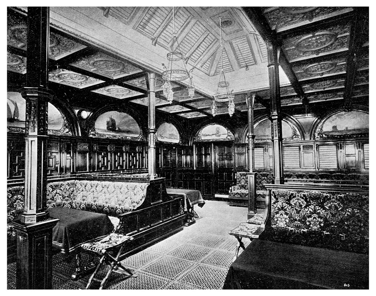 Førsteklasses røykerom om bord på P&O-dampskipet SS India, 1901 av Unbekannt