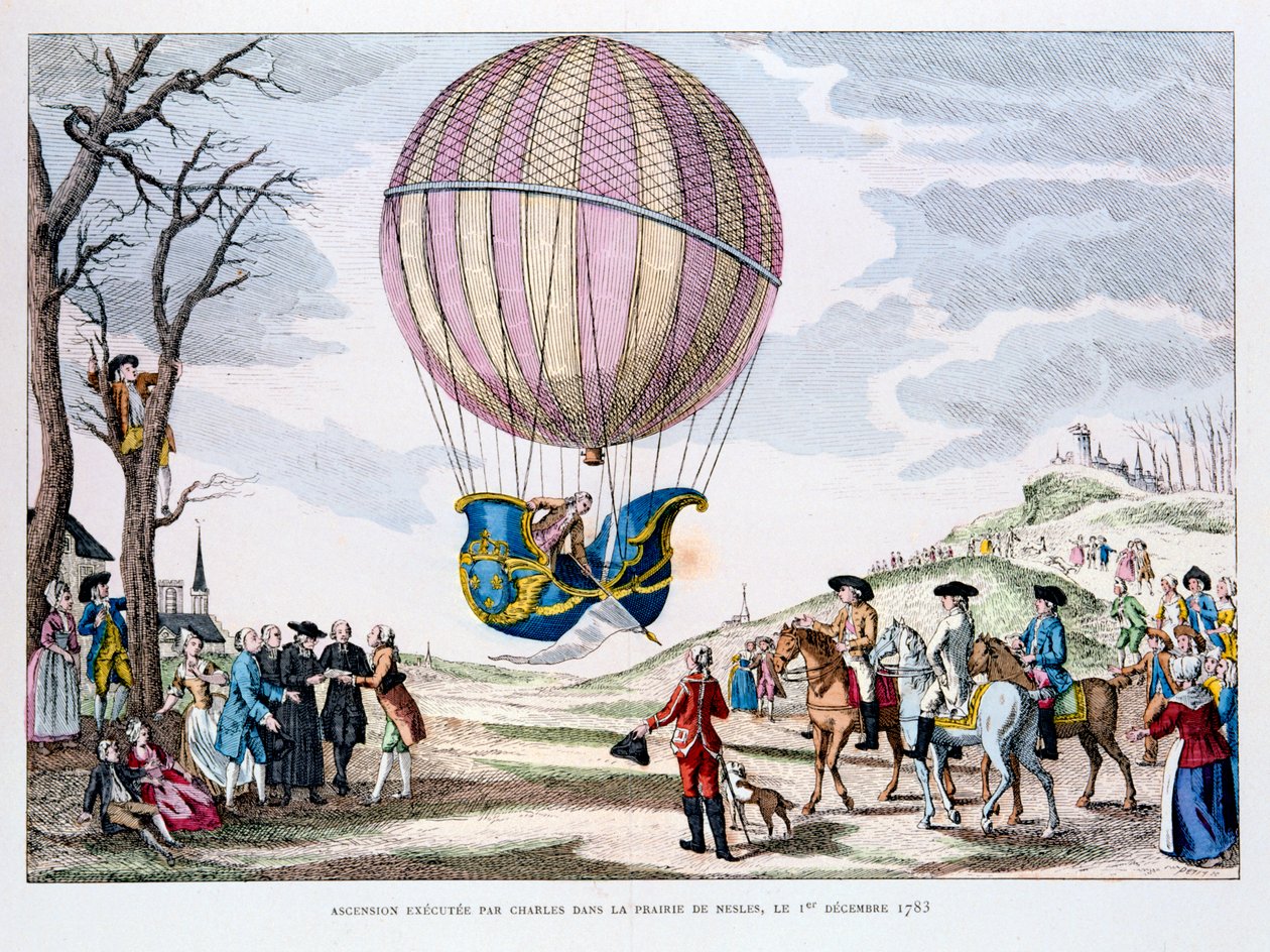 Første bemannede flytur i en hydrogenballong, Frankrike, 1. desember 1783 1887 av Unbekannt