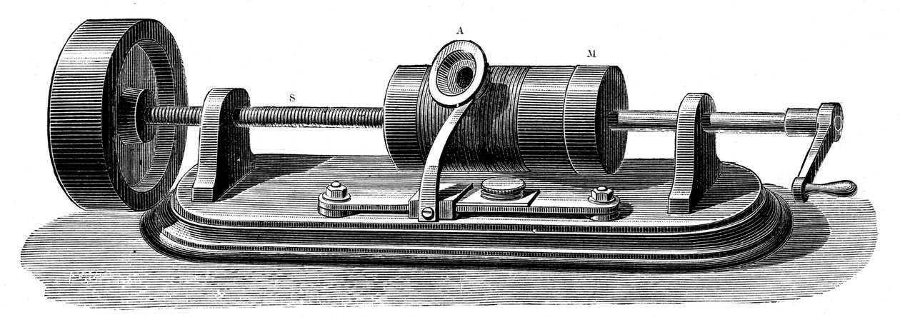 Første modell av Edisons Phonograph c1877 c1880. av Unbekannt
