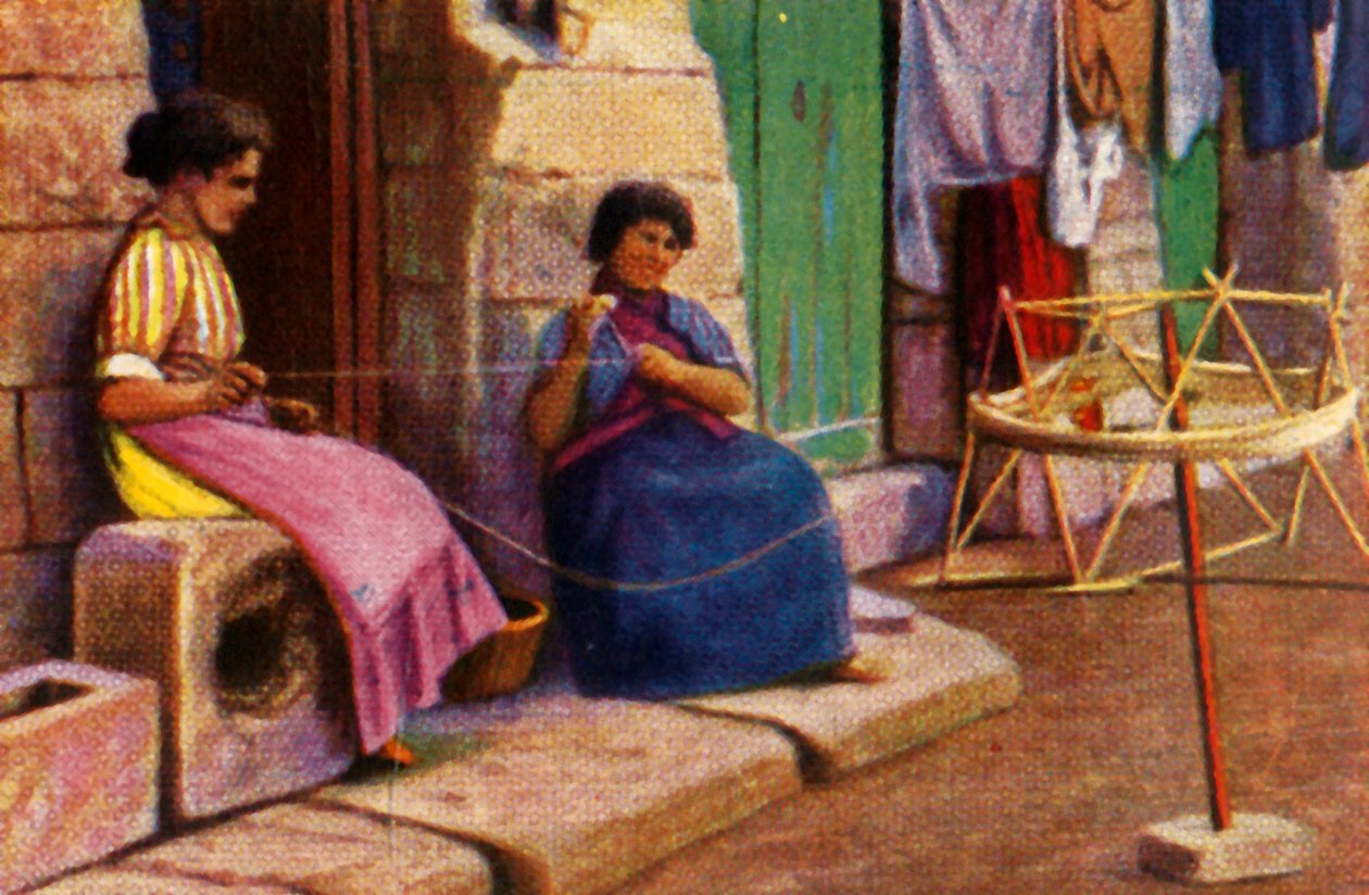 Fisherwomen viklingsgarn til garn, Malta, c1928. av Unbekannt