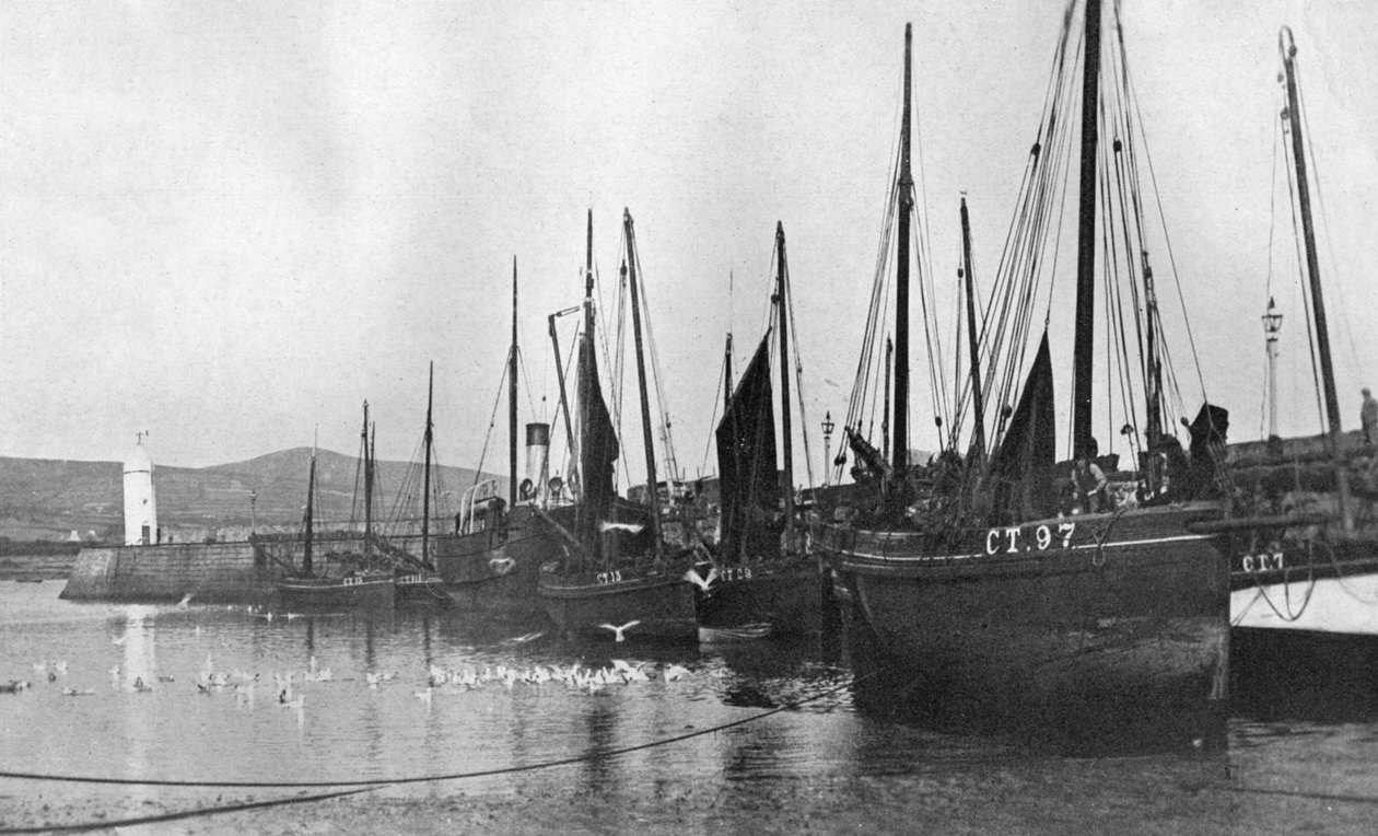 Fiskebåter i Port St Mary havn, Isle of Man, 1924-1926 av Unbekannt