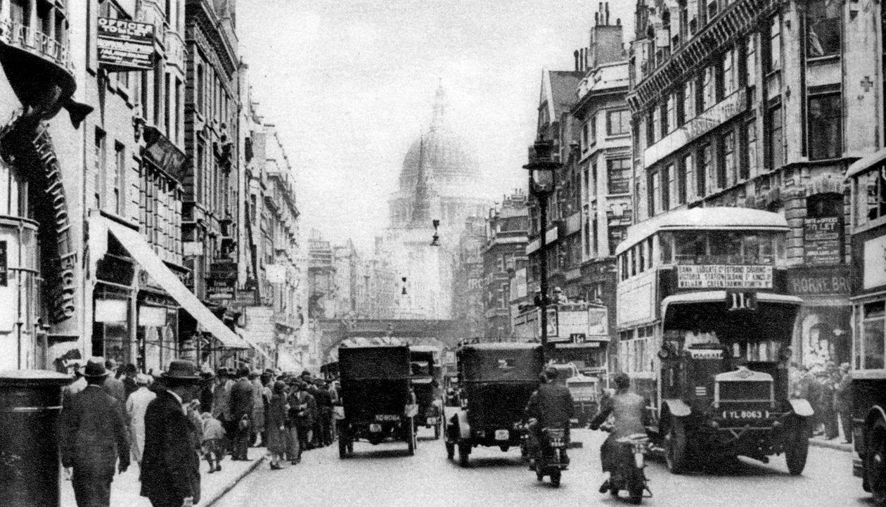 Fleet Street sett fra overfor Salisbury Court, London, 1926-1927 av Unbekannt