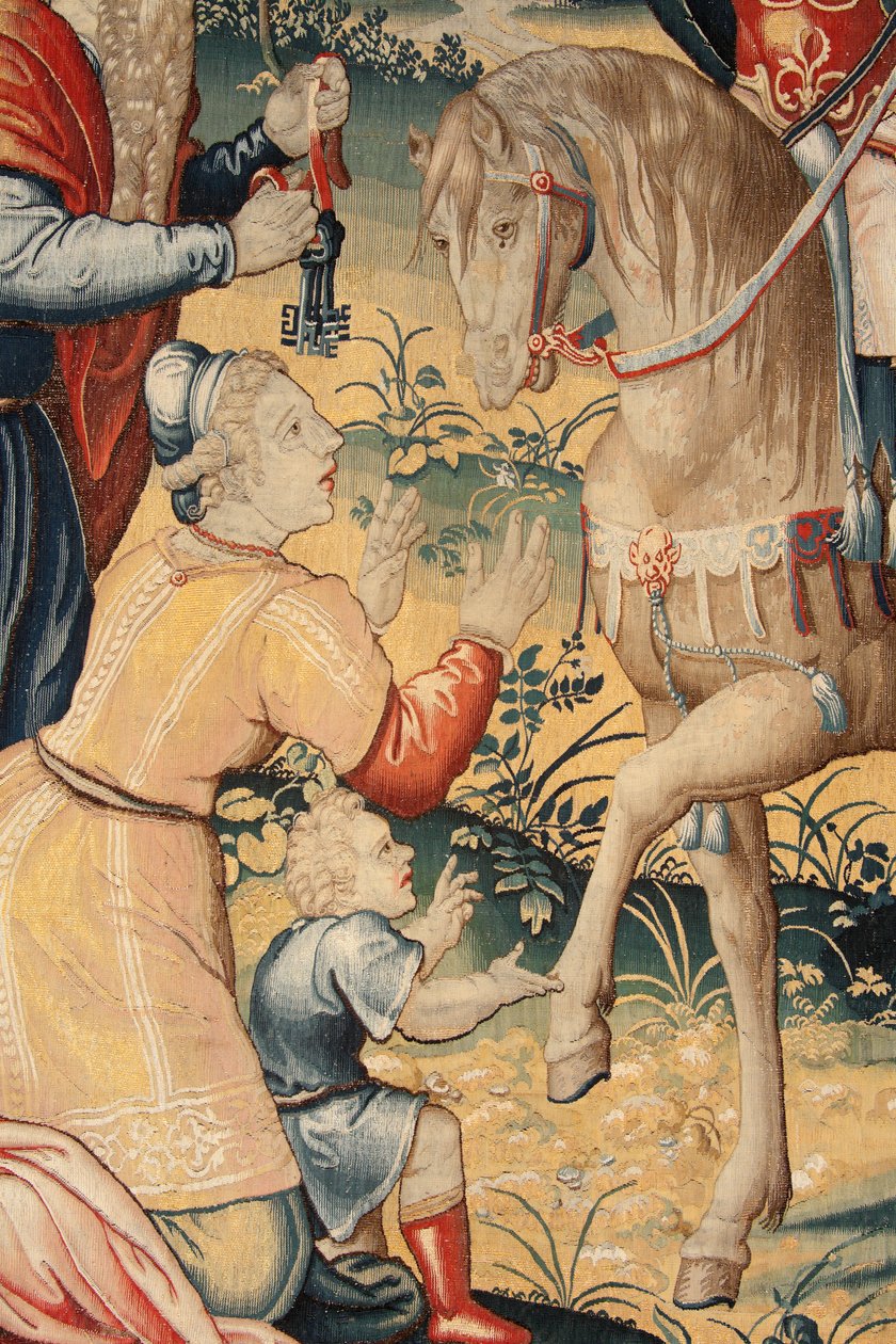 flamsk billedvev. Serien Hannibals historie. Hannibal i Italia (Aníbal en Italia). Tredje billedvev av de bevarte. Modeller Anonym mester i Nederland. Produsere verksteder i Brussel. Ca 1570. Stoff Ull og silke. 6,5/7 varp per cm. Størrelse av Unbekannt