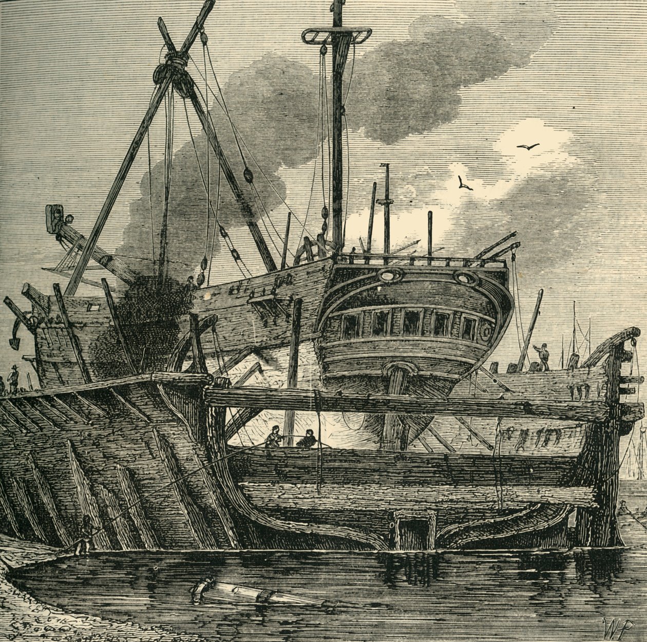 Flytebrygge, Deptford 1820, c1878. av Unbekannt