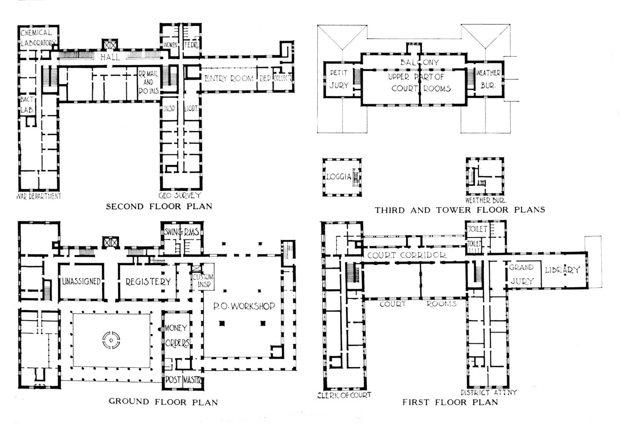 Plantegninger, Federal Building, Honolulu, Hawaii, 1924 av Unbekannt