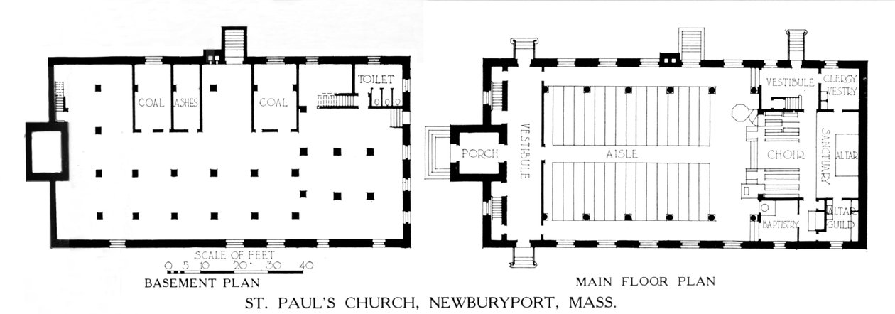 Plantegninger, St Pauls Church, Newburyport, Massachusetts, 1924 av Unbekannt