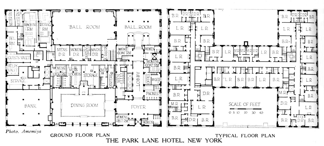 Plantegninger, Park Lane Hotel, New York City, 1924 av Unbekannt