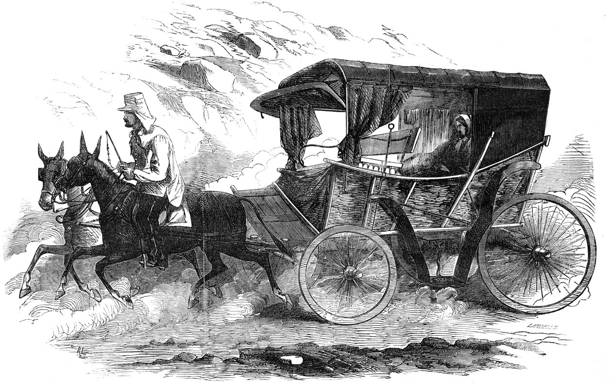 Florence Nightingale i sin vogn på Krim, 1856 av Unbekannt