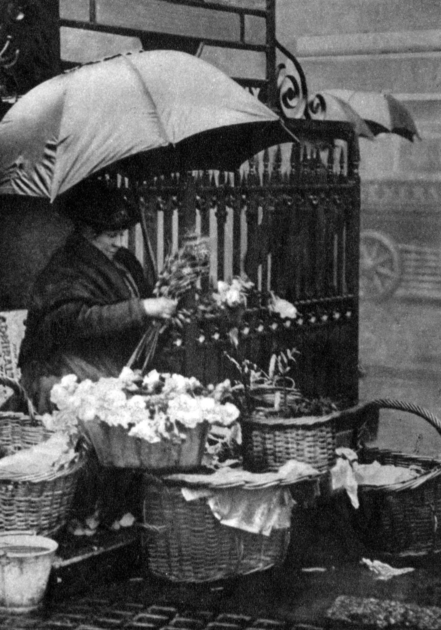 Blomsterselger, Piccadilly Circus, London, 1926-1927 av Unbekannt