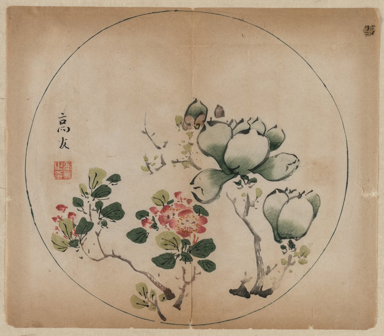 Blomstrende Magnolia og ferskenblomster, 1368-1644. av Unbekannt