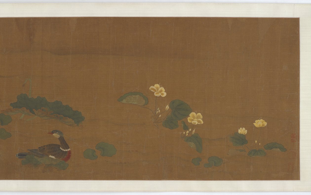 Blomster, ender og vaktel, 1600-tallet. av Unbekannt