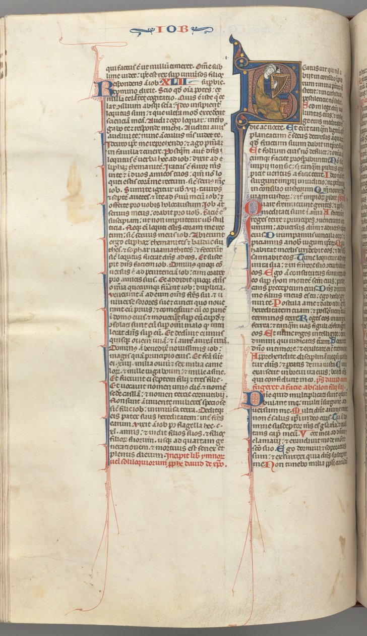Fol. 214v, Salme 1, historikk initial 8, David harping, ca. 1275-1300. av Unbekannt