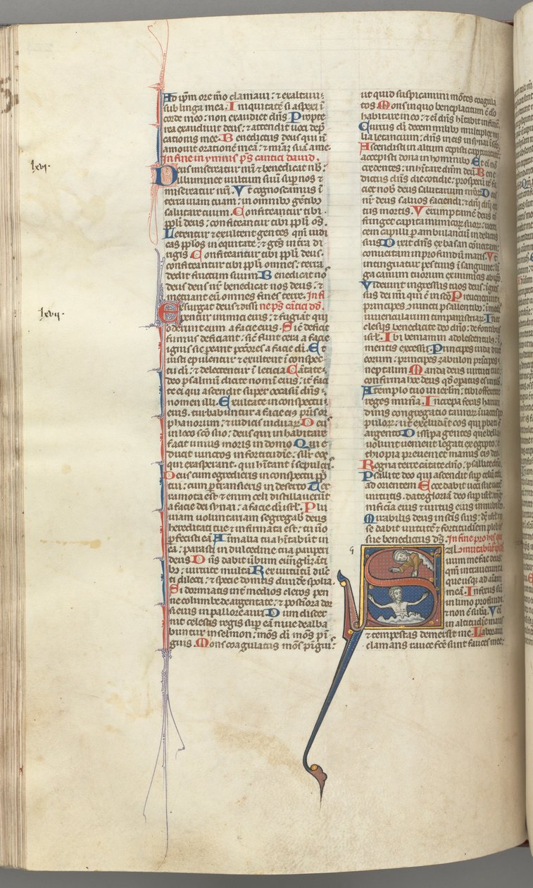 Fol. 224v, Salme 68, historikk initial S, David i vannet appellerer til Gud ovenfor, ca. 1275-1300. av Unbekannt