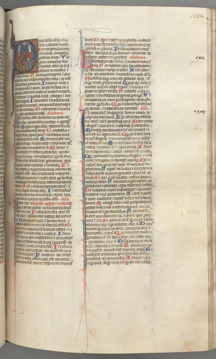 Fol. 233r, Salme 109, historisk initial D, Gud Faderen og Sønnen..., ca. 1275-1300. av Unbekannt