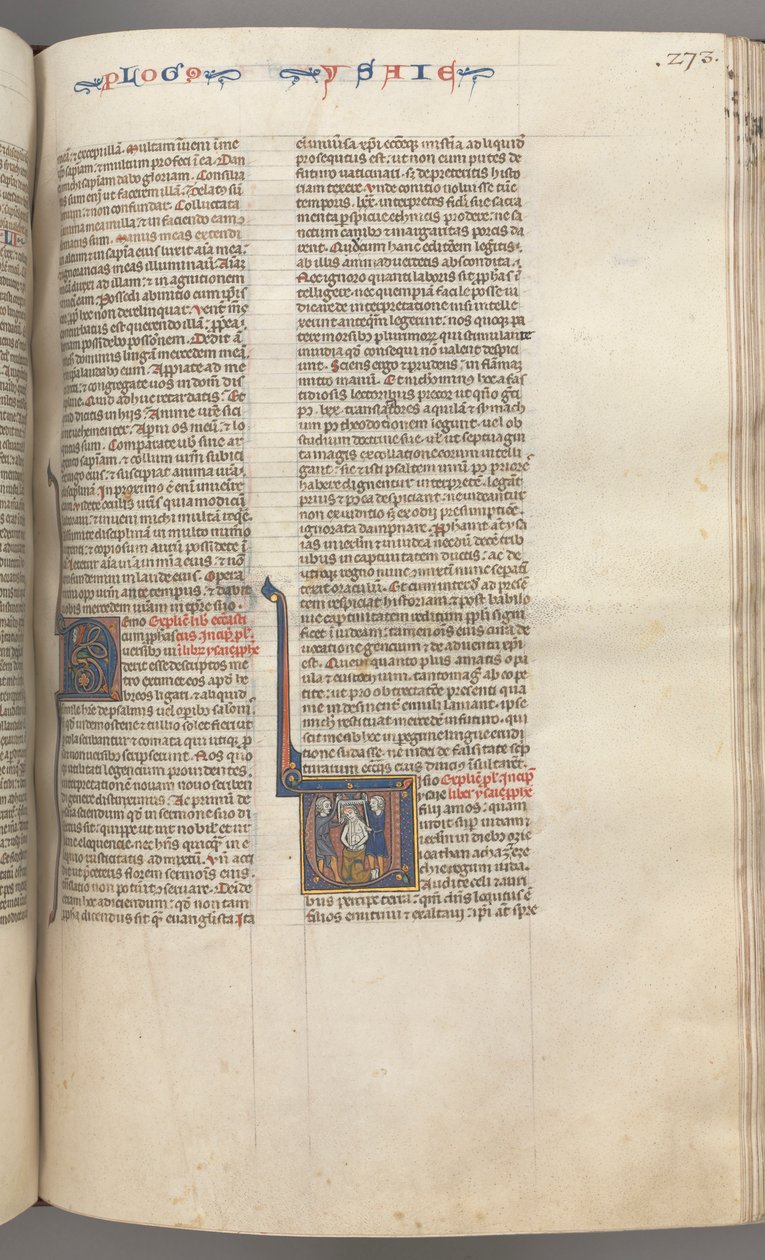 Fol. 273r, Jesaja, historikert initial V, Jesajas martyrium, ca. 1275-1300. av Unbekannt