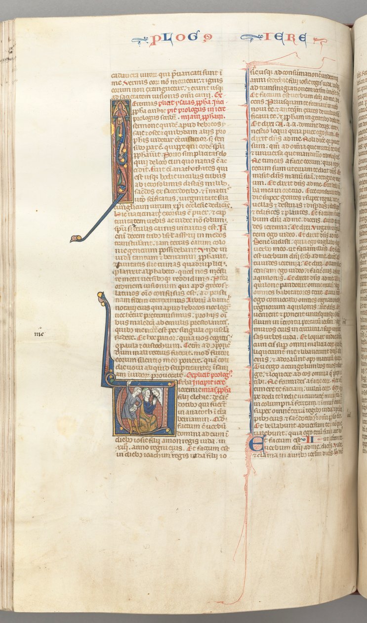 Fol. 292v, Jeremiah, historisk initial V, steiningen av Jeremiah, ca. 1275-1300. av Unbekannt