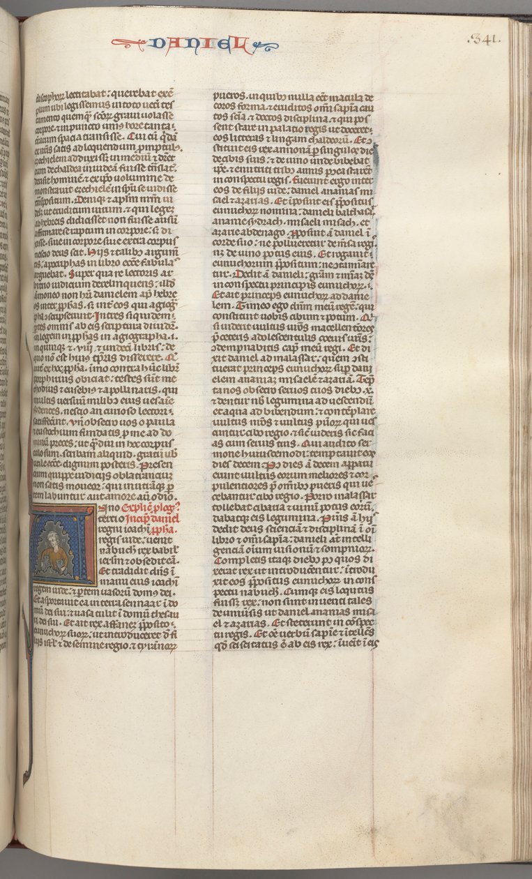 Fol. 341r, Daniel, historisk initial A, Daniel i løvehulen, ca. 1275-1300. av Unbekannt