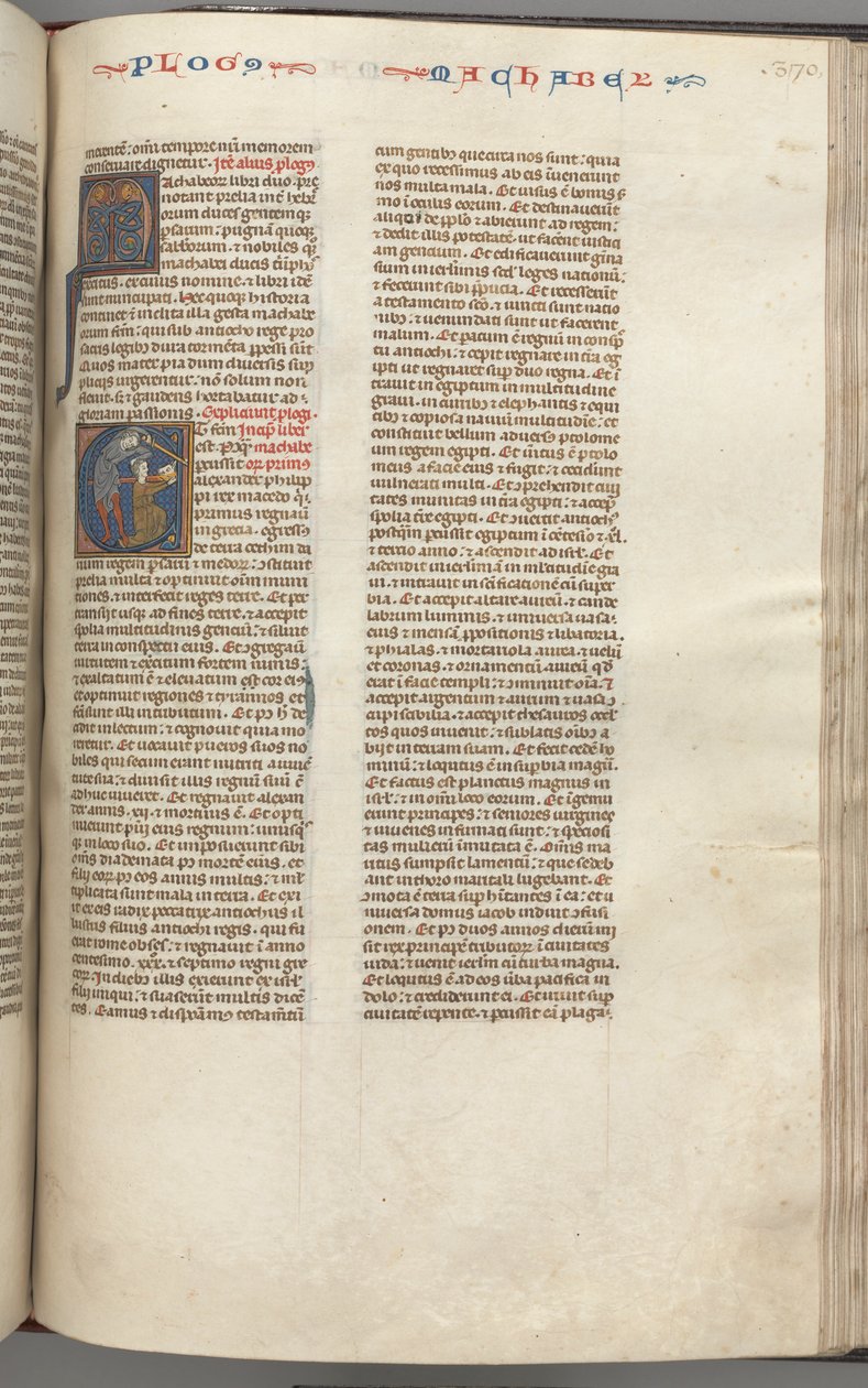 Fol. 370r, Maccabees I, historikk initial E, Mathathias dreper den avgudsdyrkende jøden, ca. 1275-1300. av Unbekannt