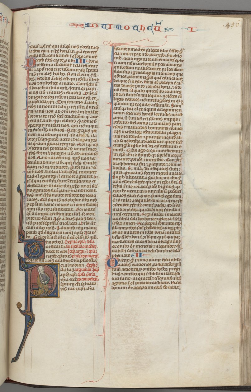 Fol. 456r, Timothy I, historikert initial P, Paul sittende, ca. 1275-1300. av Unbekannt
