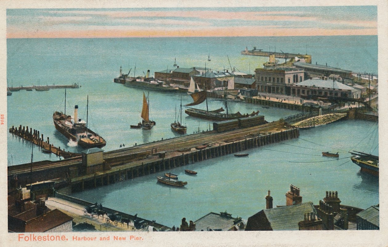 Folkestone. Havn og New Pier, slutten av 1800-begynnelsen av 1900-tallet av Unbekannt