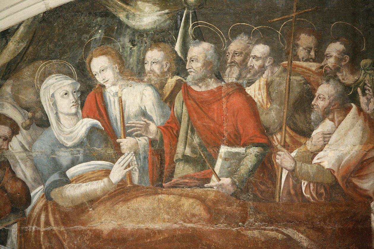 Fontevrault (Fontevraud) klosterets kapittelhusmaleri: Marias død malt av Thomas Pot (detalj) rundt 1563, Fontevraud, Frankrike av Unbekannt